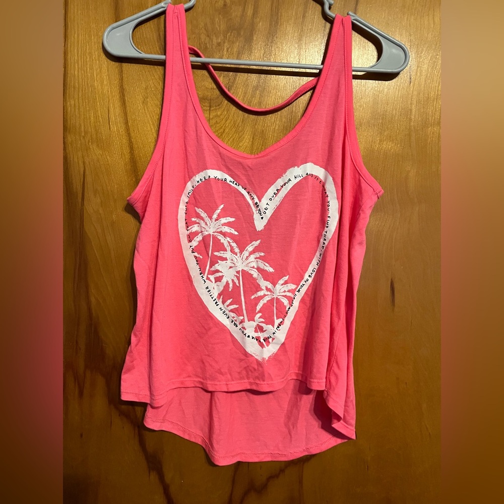 Pink Heart Palm Tree Women's Top